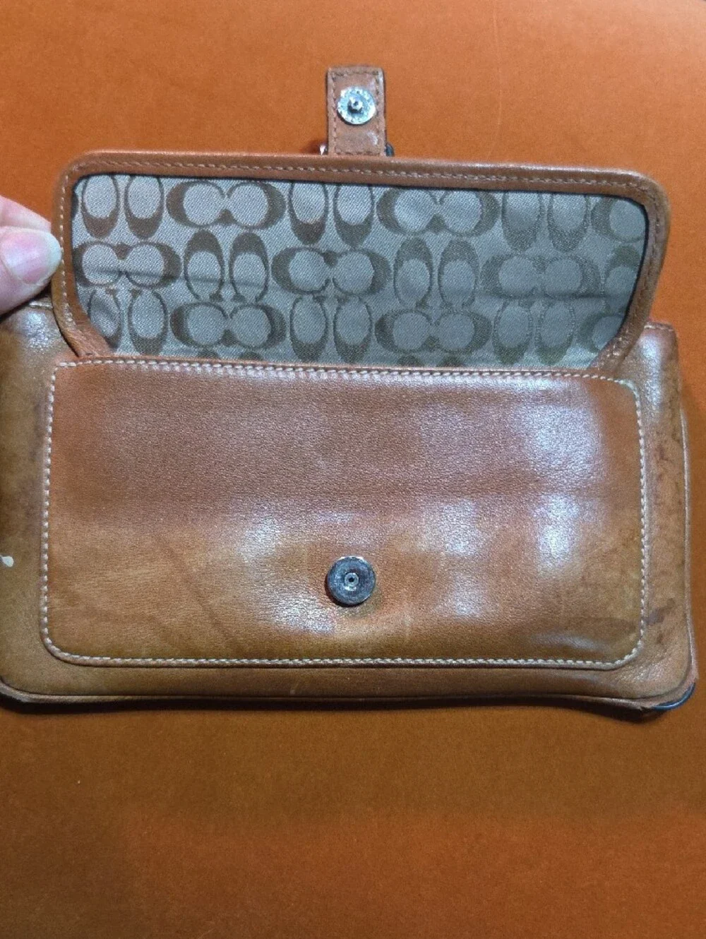 VTG Coach Soho Brown Leather Buckle Flap Wristlet